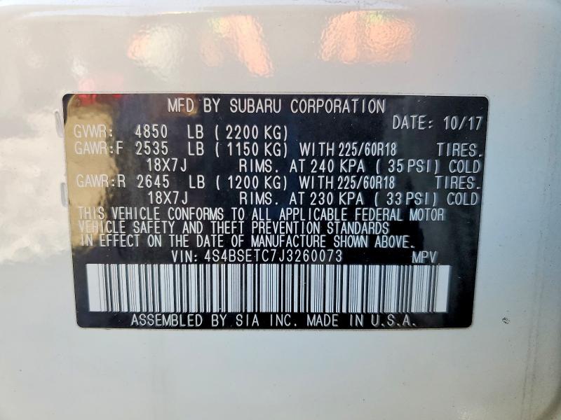 73660775 :رقم المزاد ، 4S4BSETC7J3260073 vin ، 2018 Subaru Outback مزاد بيع