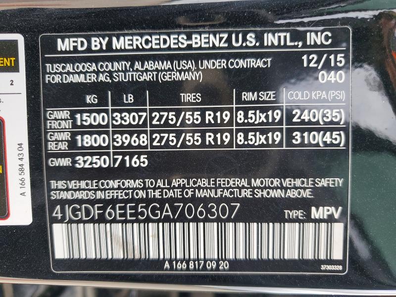 Продажа на аукционе авто 2016 Mercedes-benz Gl, vin: 4JGDF6EE5GA706307, номер лота: 99549995
