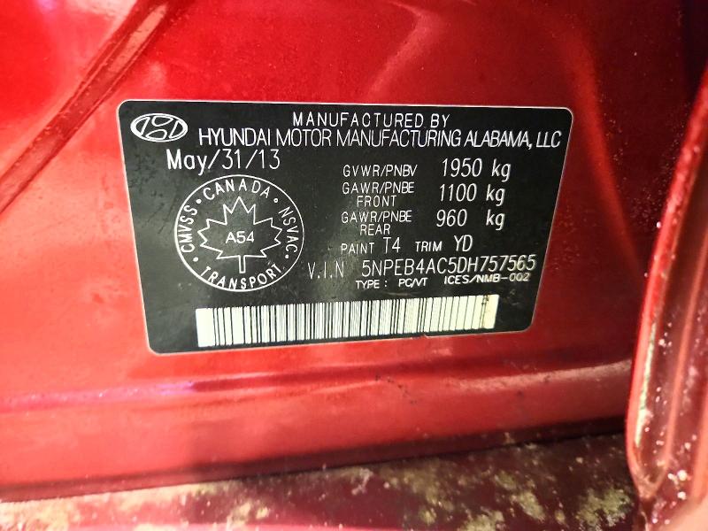 Aukcja sprzedaży 2013 Hyundai Sonata, vin: 5NPEB4AC5DH757565, numer aukcji: 73944755
