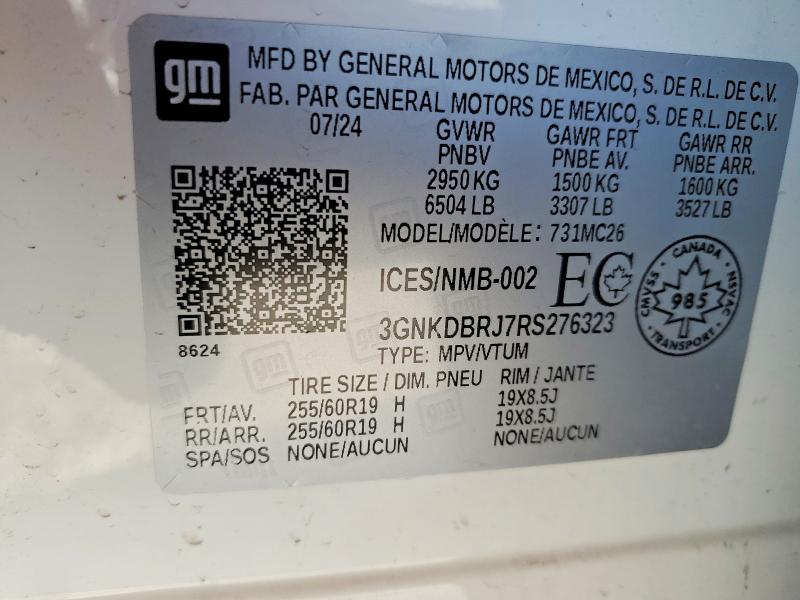 Aukcja sprzedaży 2024 Chevrolet Blazer, vin: 3GNKDBRJ7RS276323, numer aukcji: 72330975