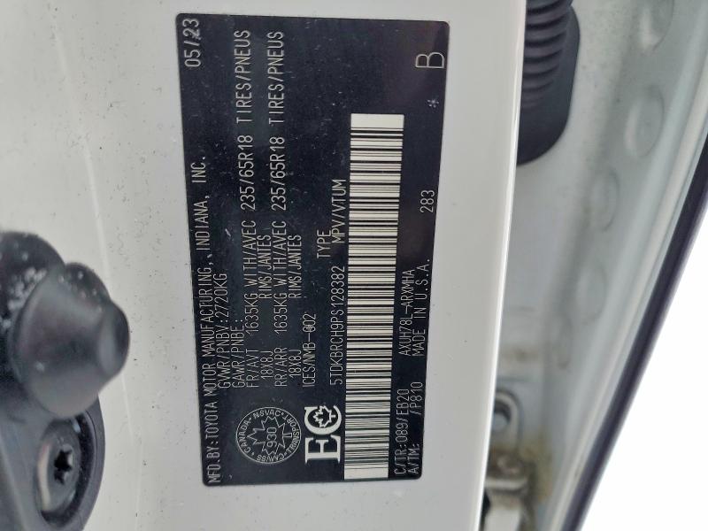 2023 Toyota Highlander მანქანა იყიდება აუქციონზე, vin: 5TDKBRCH9PS128382, აუქციონის ნომერი: 72207675