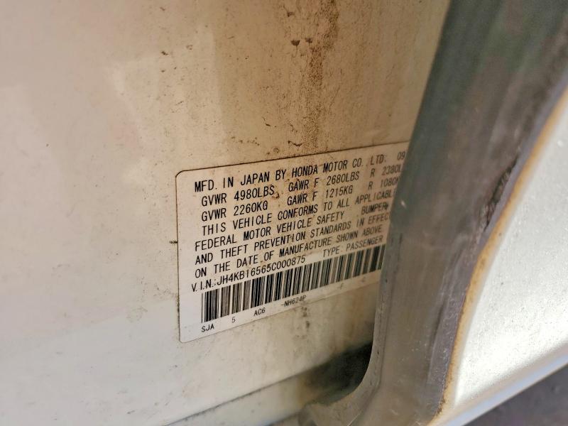 75194195 :رقم المزاد ، JH4KB16565C000875 vin ، 2005 Acura Rl مزاد بيع