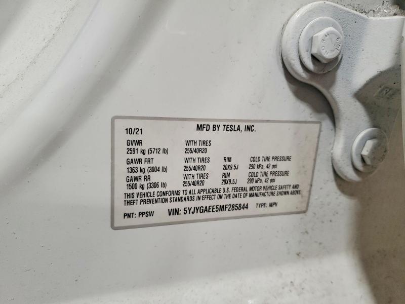 Продажа на аукционе авто 2021 Tesla Model Y, vin: 5YJYGAEE5MF285844, номер лота: 74630105