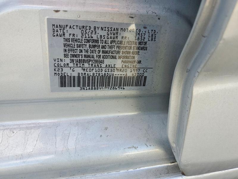 2023 Nissan Sentra მანქანა იყიდება აუქციონზე, vin: 3N1AB8BV6PY286946, აუქციონის ნომერი: 72319105