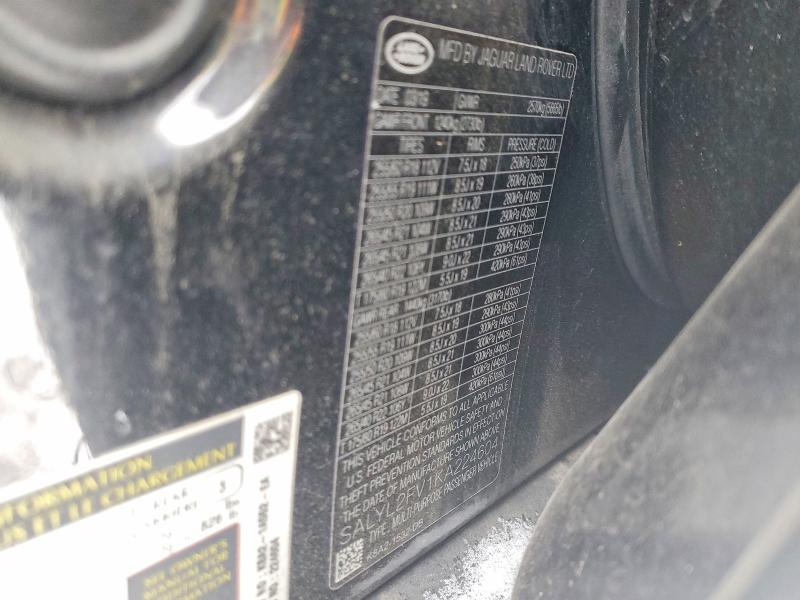 2019 Land Rover Range Rover Velar მანქანა იყიდება აუქციონზე, vin: SALYL2FV1KA224604, აუქციონის ნომერი: 73508985