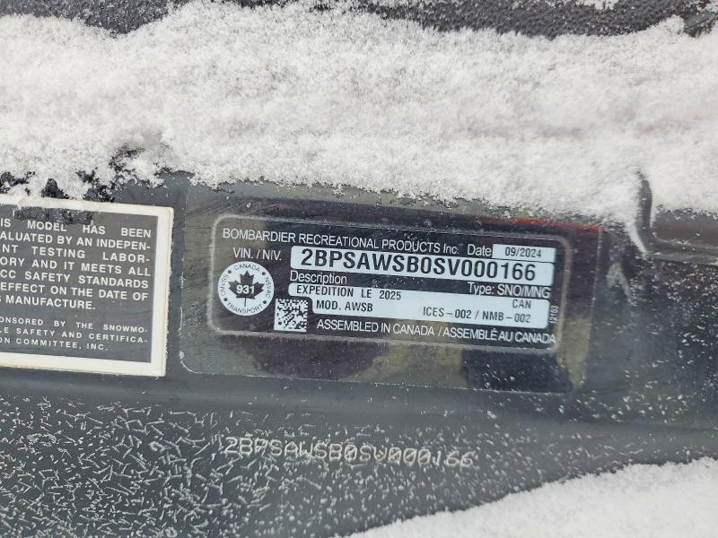 72558025 :رقم المزاد ، 2BPSAWSB0SV000166 vin ، 2025 Ski-doo Expedition Se 900 T مزاد بيع
