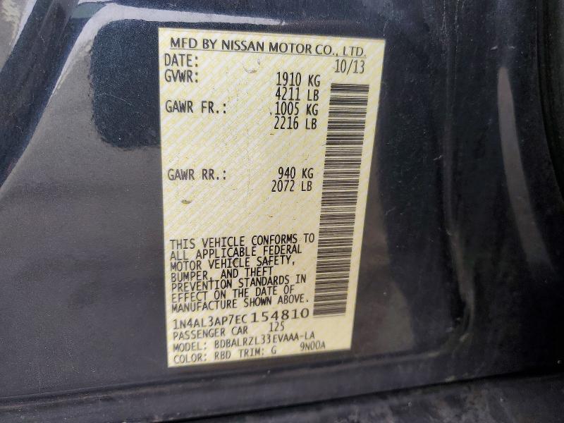 Продажа на аукционе авто 2014 Nissan Altima, vin: 1N4AL3AP7EC154810, номер лота: 72419125