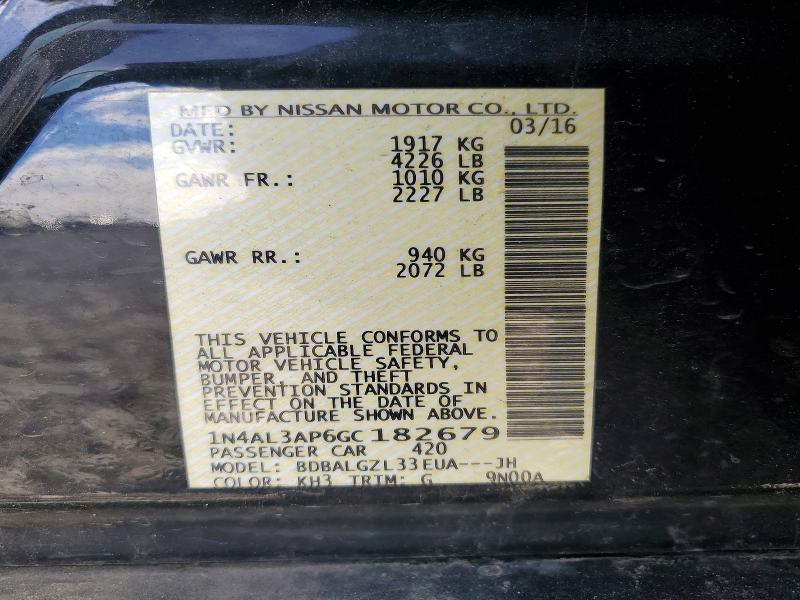 Aukcja sprzedaży 2016 Nissan Altima, vin: 1N4AL3AP6GC182679, numer aukcji: 99174655