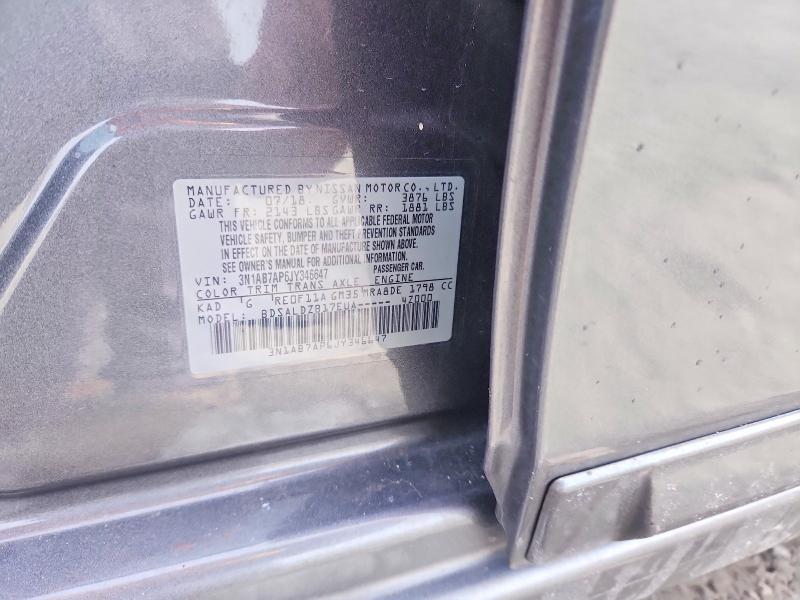 2018 Niss Sentra მანქანა იყიდება აუქციონზე, vin: 3N1AB7AP6JY346647, აუქციონის ნომერი: 75389845