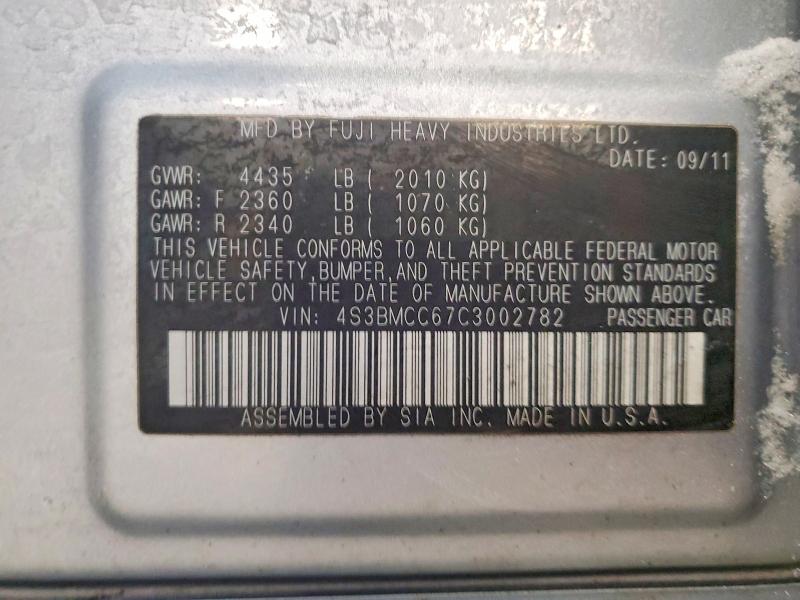 Продажа на аукционе авто 2012 Subaru Legacy, vin: 4S3BMCC67C3002782, номер лота: 73264815