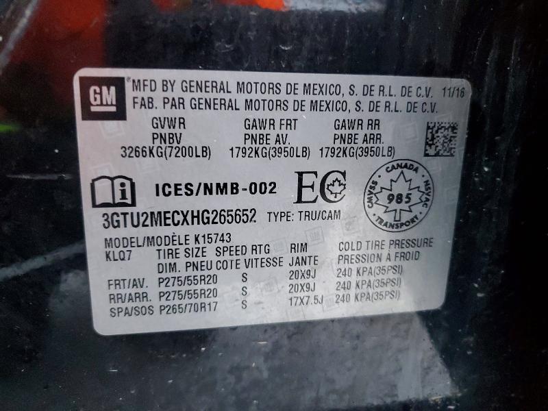 2017 Gmc Sierra მანქანა იყიდება აუქციონზე, vin: 3GTU2MECXHG265652, აუქციონის ნომერი: 72524245