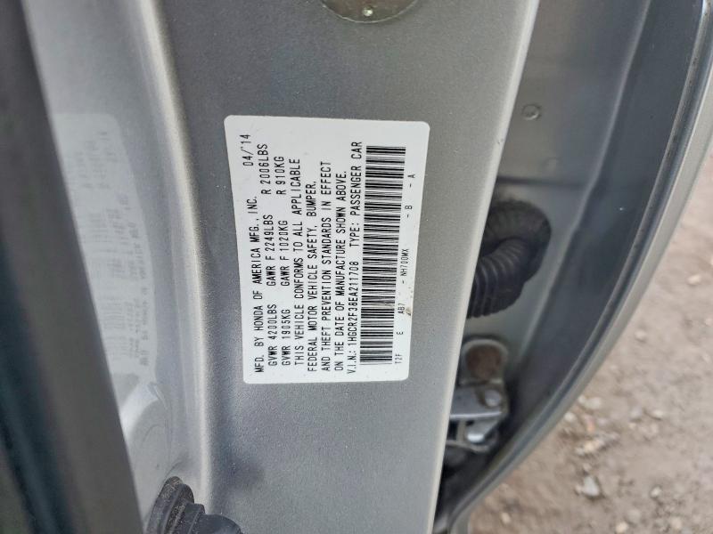 98374995 :رقم المزاد ، 1HGCR2F38EA211708 vin ، 2014 Honda Accord مزاد بيع