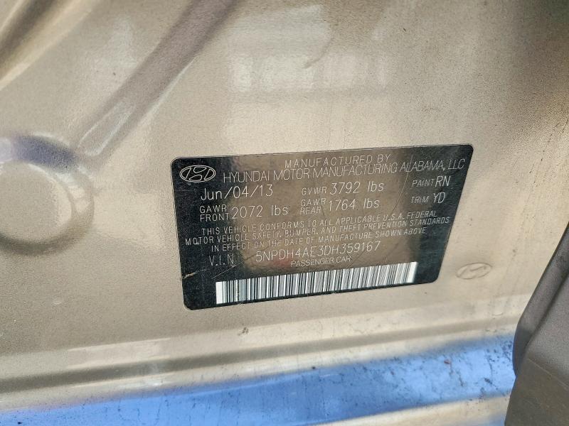 2013 Hyundai Elantra მანქანა იყიდება აუქციონზე, vin: 5NPDH4AE3DH359167, აუქციონის ნომერი: 98183395