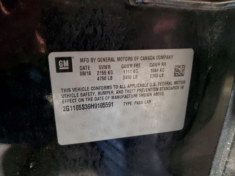 98311405 :رقم المزاد ، 2G1105S39H9105591 vin ، 2017 Chevrolet Impala مزاد بيع