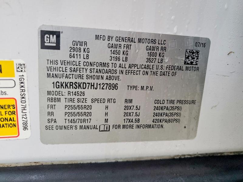 Aukcja sprzedaży 2017 Gmc Acadia Limited, vin: 1GKKRSKD7HJ127896, numer aukcji: 99779275