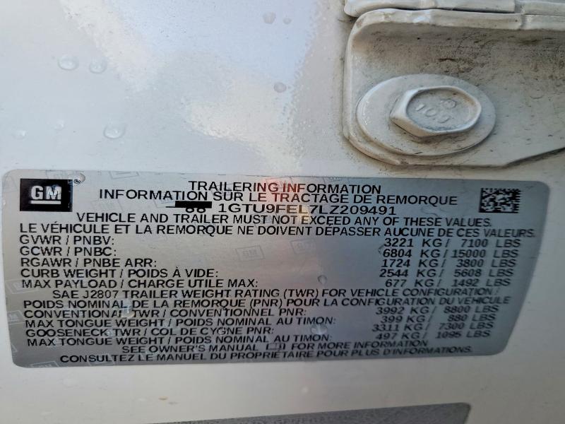 Aukcja sprzedaży 2020 Gmc Sierra, vin: 1GTU9FEL7LZ209491, numer aukcji: 96636435