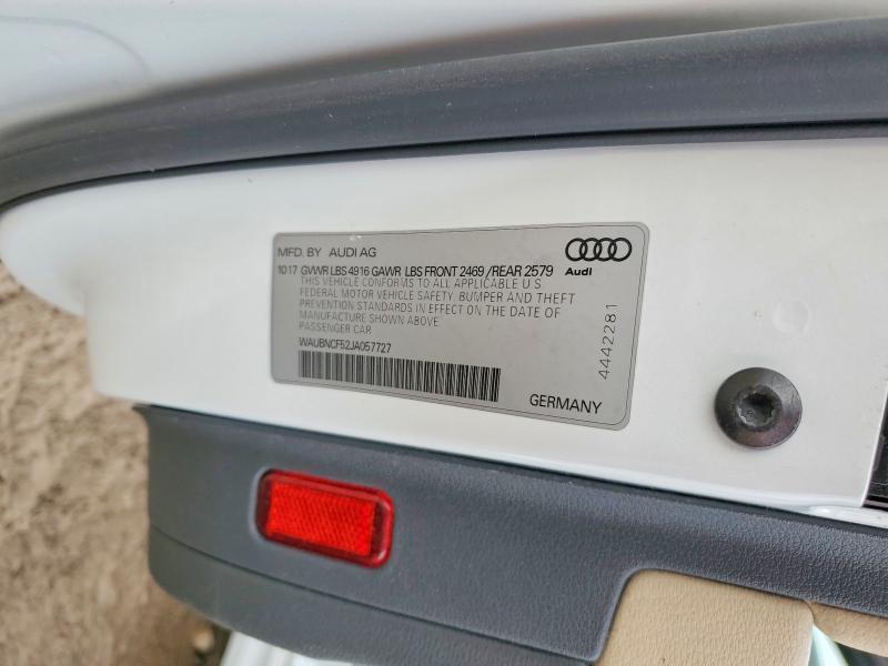 75500565 :رقم المزاد ، WAUBNCF52JA057727 vin ، 2018 Audi A5 مزاد بيع
