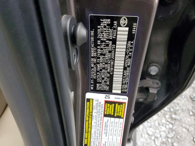 74758305 :رقم المزاد ، 4T1B11HK7JU004750 vin ، 2018 Toyota Camry مزاد بيع