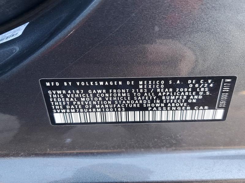 74779665 :رقم المزاد ، 3VWBM7BU4RM100163 vin ، 2024 Volkswagen Jetta مزاد بيع