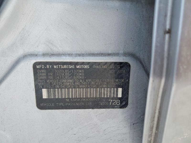 Продаж на аукціоні авто 2019 Mitsubishi Mirage, vin: ML32A5HJ9KH003177, номер лоту: 74371655