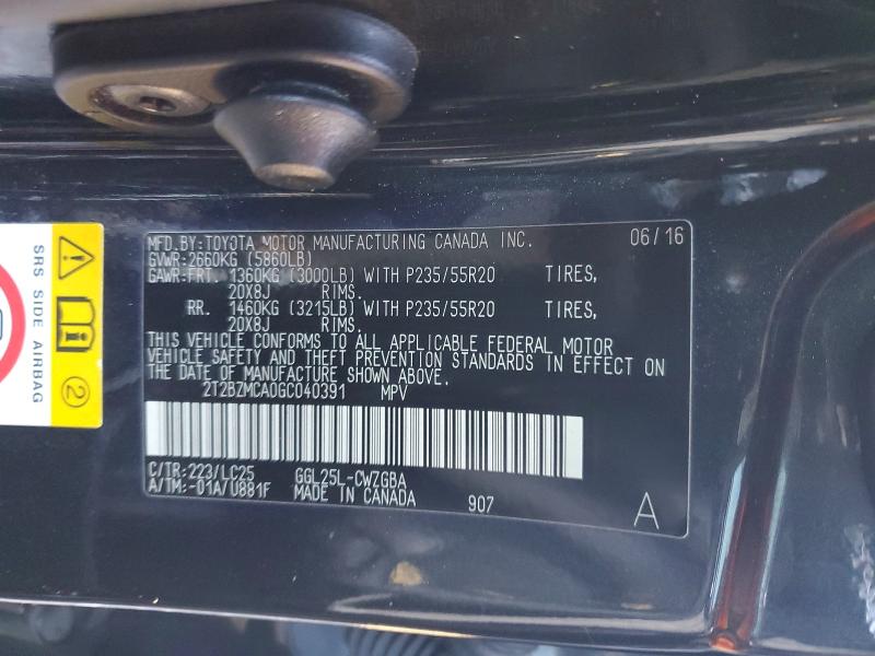 Продаж на аукціоні авто 2016 Lexus Rx, vin: 2T2BZMCA0GC040391, номер лоту: 99605675