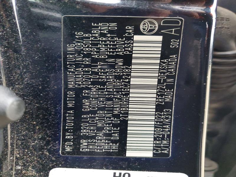 Aukcja sprzedaży 2016 Toyota Corolla, vin: 2T1BURHE1GC742182, numer aukcji: 97352205