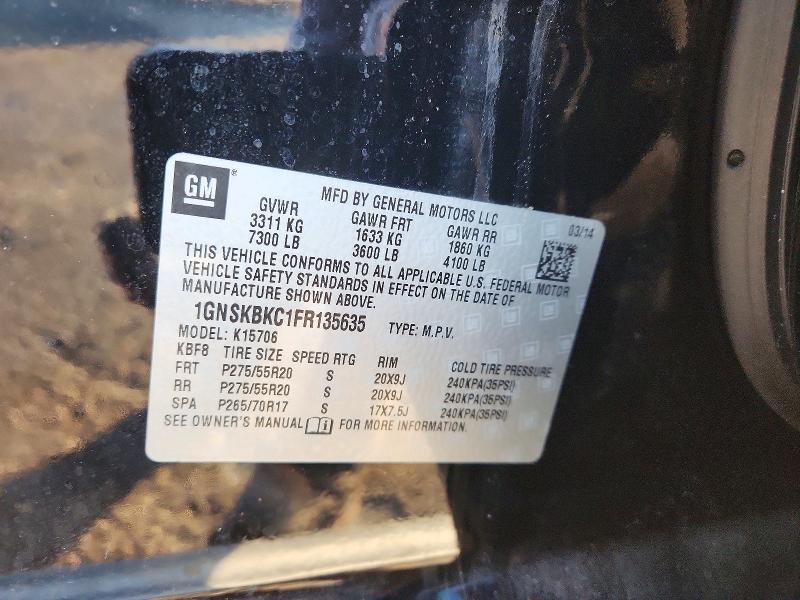 Продаж на аукціоні авто 2015 Chevrolet Tahoe, vin: 1GNSKBKC1FR135635, номер лоту: 73892965