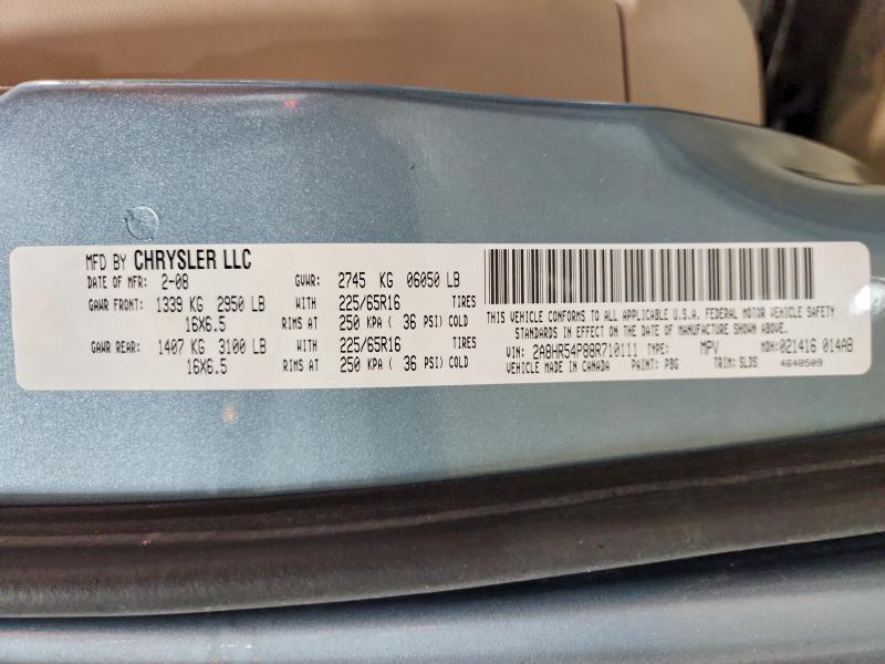Aukcja sprzedaży 2008 Chrysler Town & Country, vin: 2A8HR54P88R710111, numer aukcji: 73194345