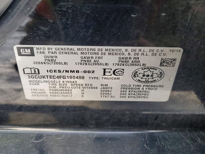 Aukcja sprzedaży 2015 Chevrolet Silverado, vin: 3GCUKTEC4FG180488, numer aukcji: 73269445
