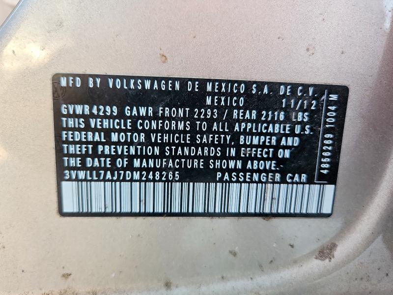 99131545 :رقم المزاد ، 3VWLL7AJ7DM248265 vin ، 2013 Volkswagen Jetta مزاد بيع