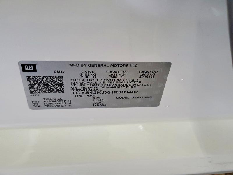 Продаж на аукціоні авто 2017 Cadillac Escalade, vin: 1GYS4JKJXHR389482, номер лоту: 98389975