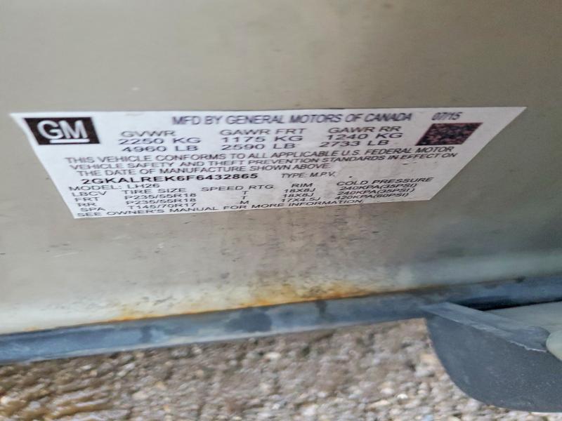 2015 Gmc Terrain მანქანა იყიდება აუქციონზე, vin: 2GKALREK6F6432865, აუქციონის ნომერი: 98269775