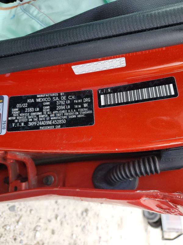 97203895 :رقم المزاد ، 3KPF24AD9NE452850 vin ، 2022 Kia Forte مزاد بيع
