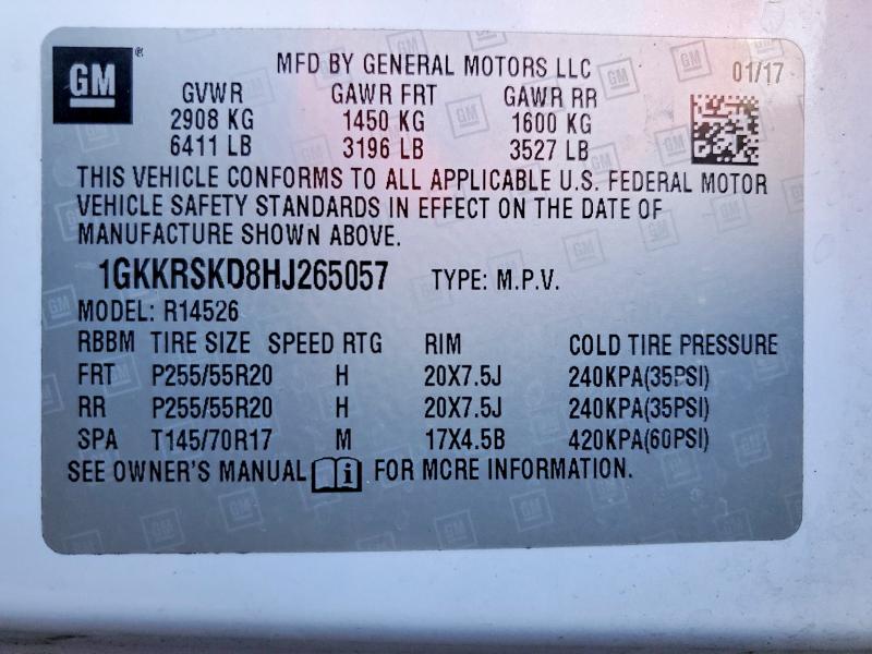Aukcja sprzedaży 2017 Gmc Acadia Limited, vin: 1GKKRSKD8HJ265057, numer aukcji: 98673765