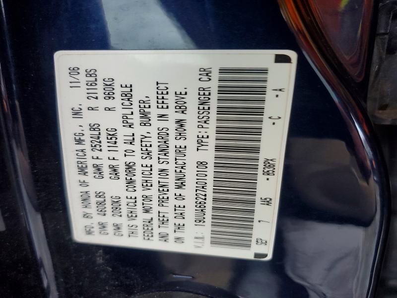 Aukcja sprzedaży 2007 Acura Tl, vin: 19UUA66227A010108, numer aukcji: 72188045