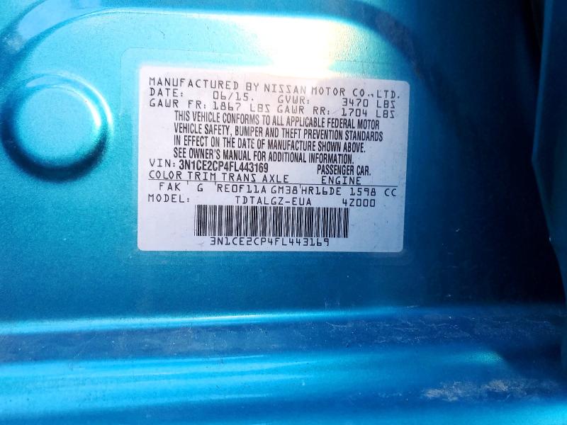 2015 Nissan Versa Note მანქანა იყიდება აუქციონზე, vin: 3N1CE2CP4FL443169, აუქციონის ნომერი: 72963135