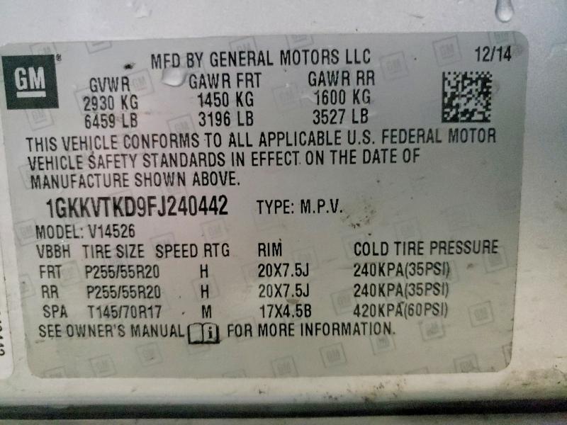 Продаж на аукціоні авто 2015 Gmc Acadia, vin: 1GKKVTKD9FJ240442, номер лоту: 97211215