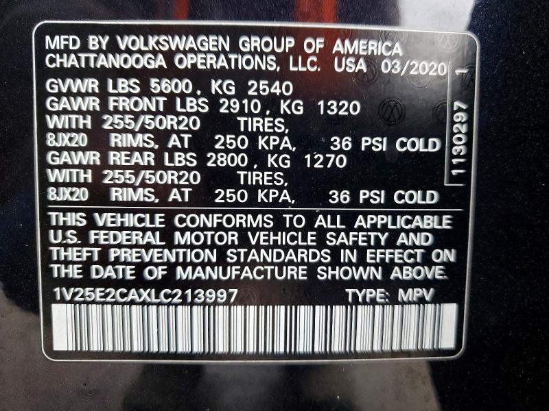 Продаж на аукціоні авто 2020 Volkswagen Atlas Cross Sport, vin: 1V25E2CAXLC213997, номер лоту: 72778965