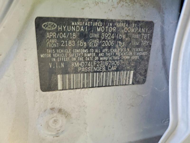 93830625 :رقم المزاد ، KMHD74LF2JU679067 vin ، 2018 Hyundai Elantra مزاد بيع