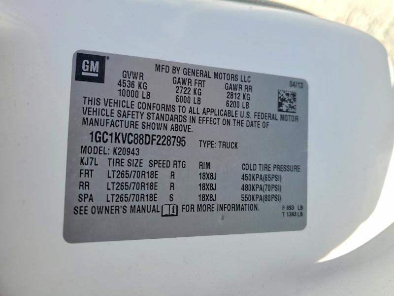 72798565 :رقم المزاد ، 1GC1KVC88DF228795 vin ، 2013 Chevrolet Silverado مزاد بيع