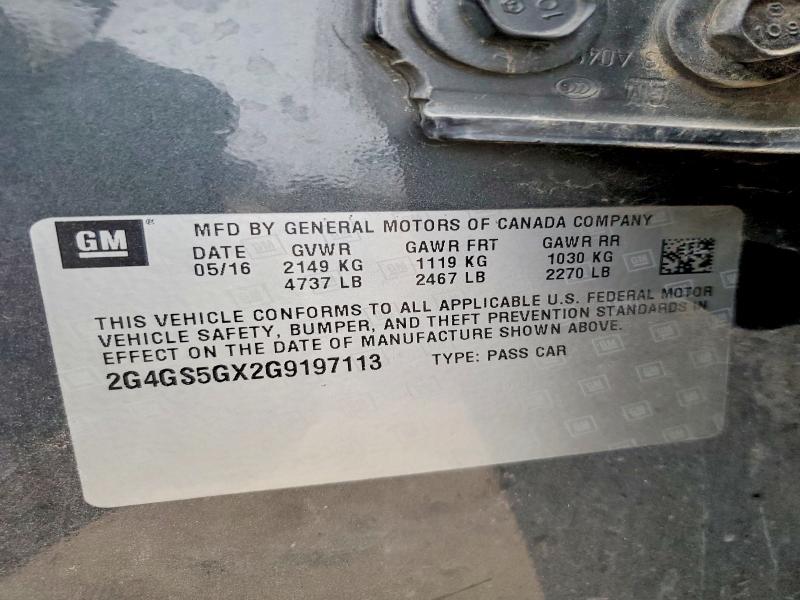 Aukcja sprzedaży 2016 Buick Regal, vin: 2G4GS5GX2G9197113, numer aukcji: 74599435