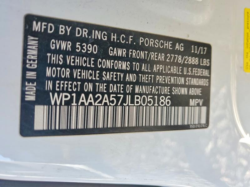74005605 :رقم المزاد ، WP1AA2A57JLB05186 vin ، 2018 Porsche Macan مزاد بيع