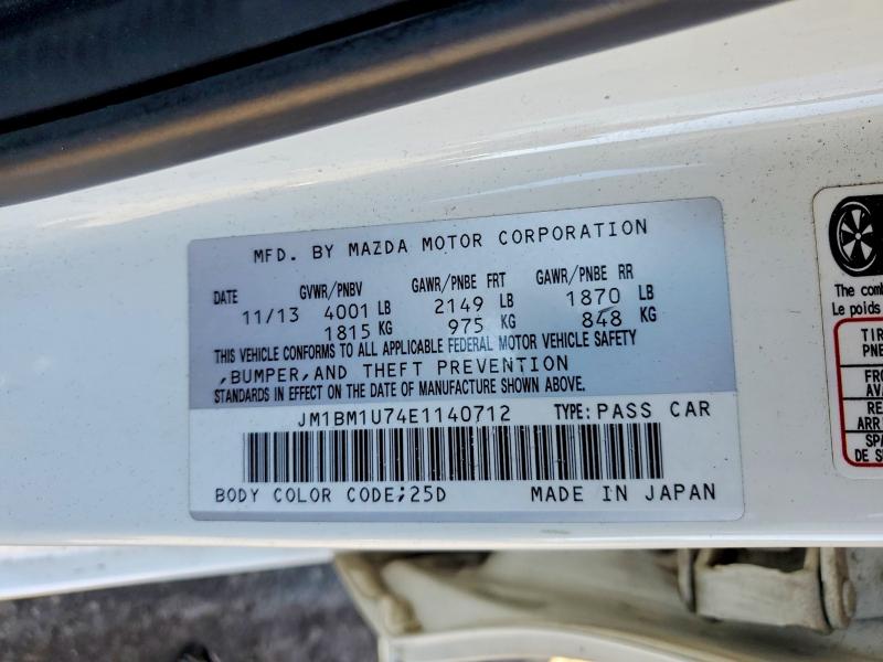 72982735 :رقم المزاد ، JM1BM1U74E1140712 vin ، 2014 Mazda 3 مزاد بيع