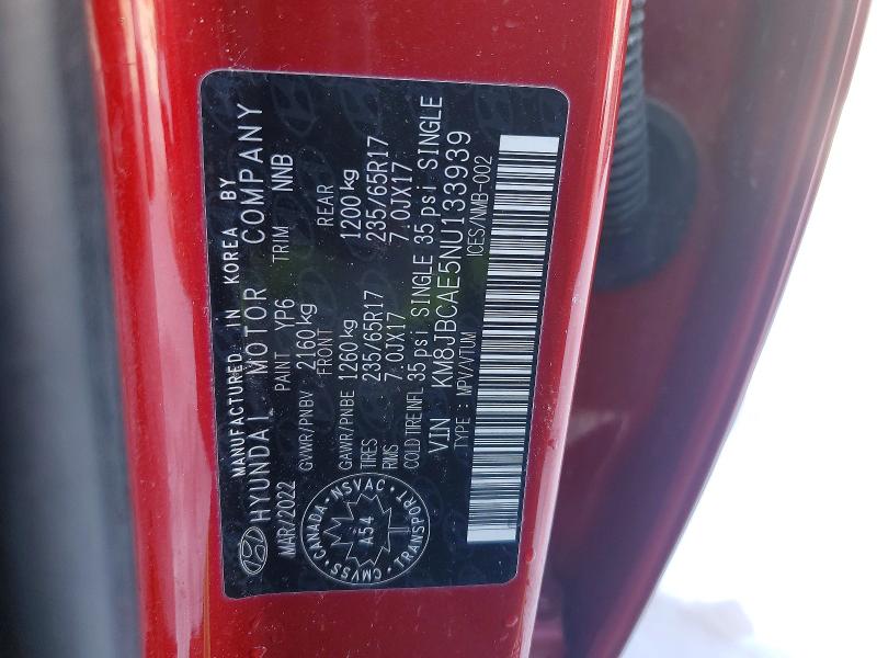 Продаж на аукціоні авто 2022 Hyundai Tucson, vin: KM8JBCAE5NU133939, номер лоту: 73993935