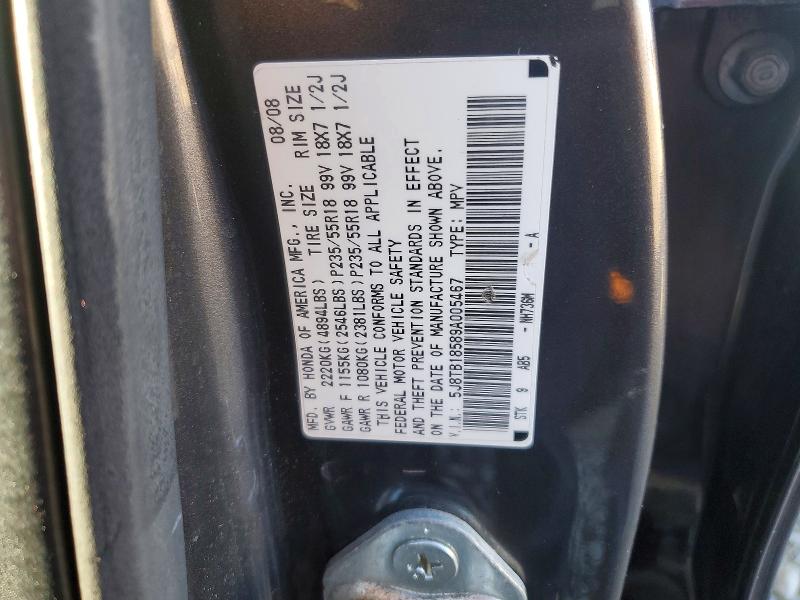 72591655 :رقم المزاد ، 5J8TB18589A005467 vin ، 2009 Acura Rdx مزاد بيع