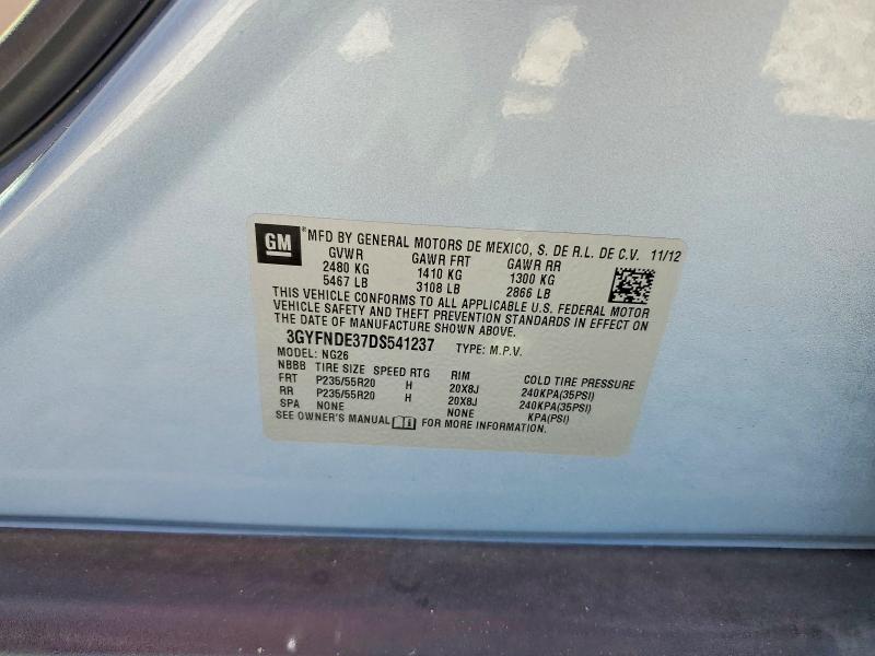 74126365 :رقم المزاد ، 3GYFNDE37DS541237 vin ، 2013 Cadillac Srx Perfor مزاد بيع