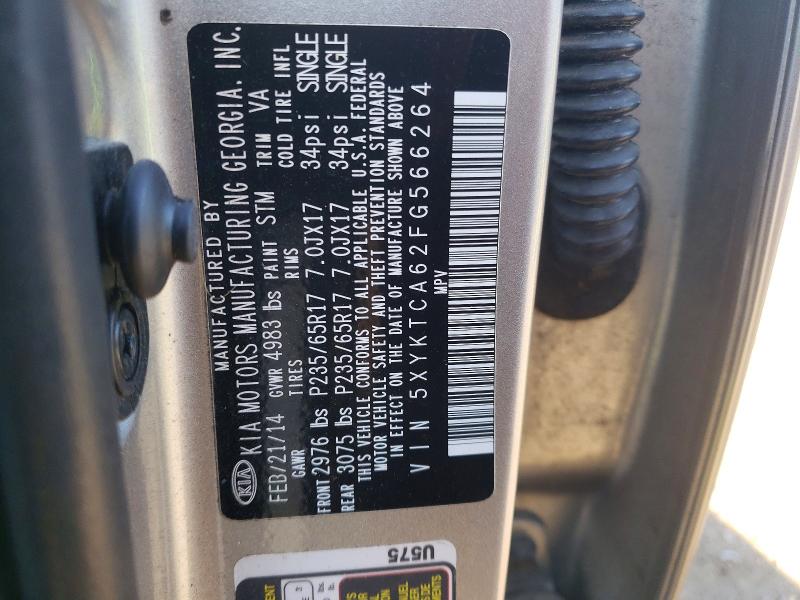 Aukcja sprzedaży 2015 Kia Sorento, vin: 5XYKTCA62FG566264, numer aukcji: 45857706