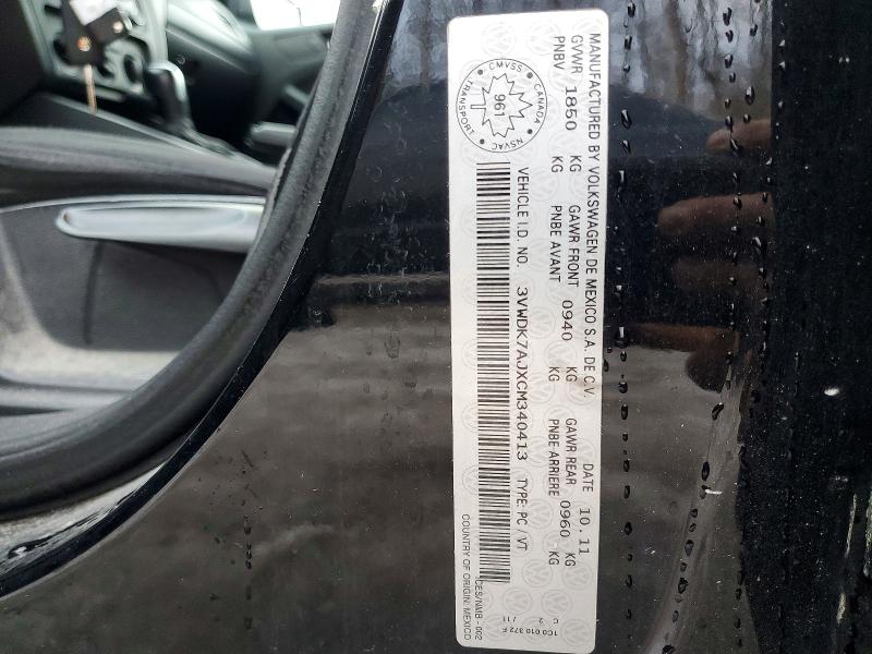 Aukcja sprzedaży 2012 Volkswagen Jetta, vin: 3VWDK7AJXCM340413, numer aukcji: 72197465