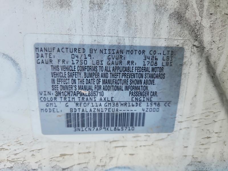 Aukcja sprzedaży 2019 Nissan Versa S, vin: 3N1CN7AP9KL865710, numer aukcji: 73823015