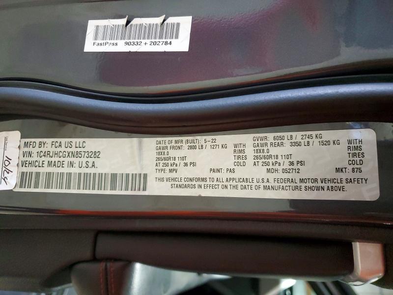 Продаж на аукціоні авто 2022 Jeep Grand Cherokee, vin: 1C4RJHCGXN8573282, номер лоту: 73232915